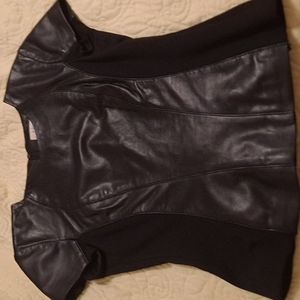 Women's Leather/Knit Top